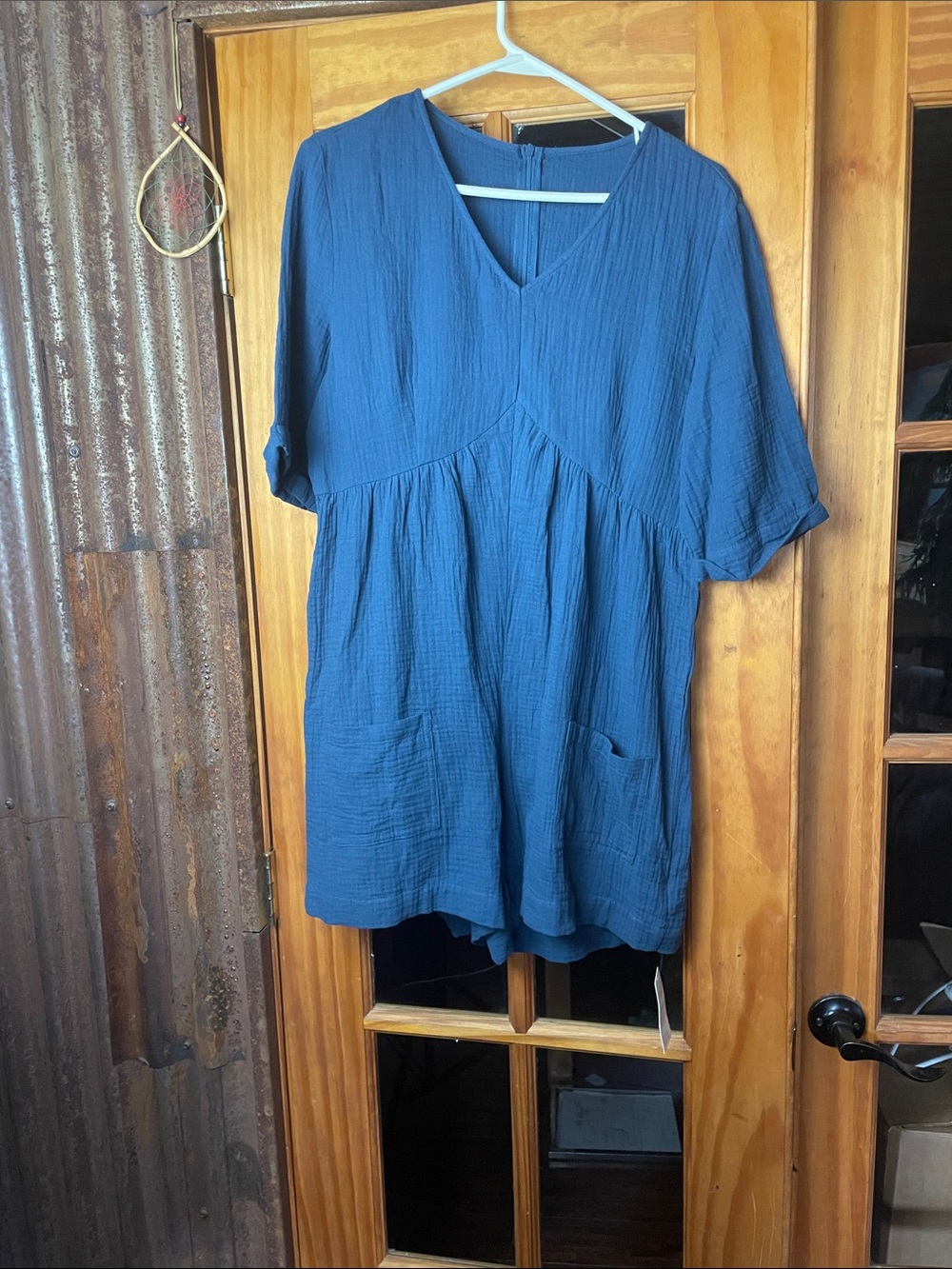 Romper Alert!!! Cupshe Navy Blue 100% Cotton  Romper, Size L